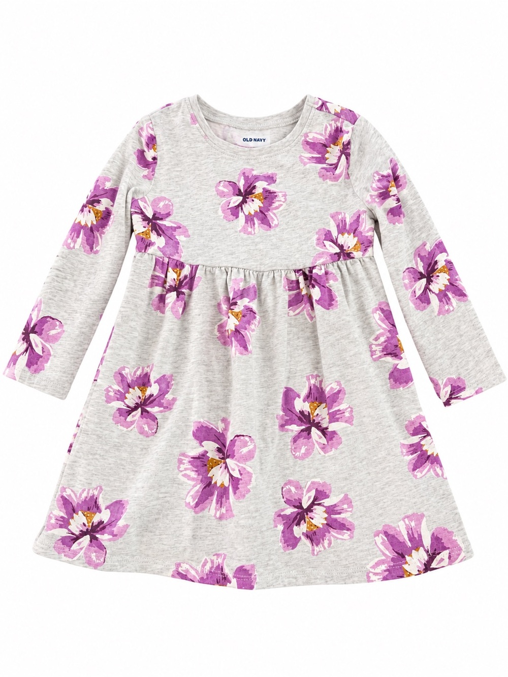 Old Navy Gray Dress with Purple Floral Print